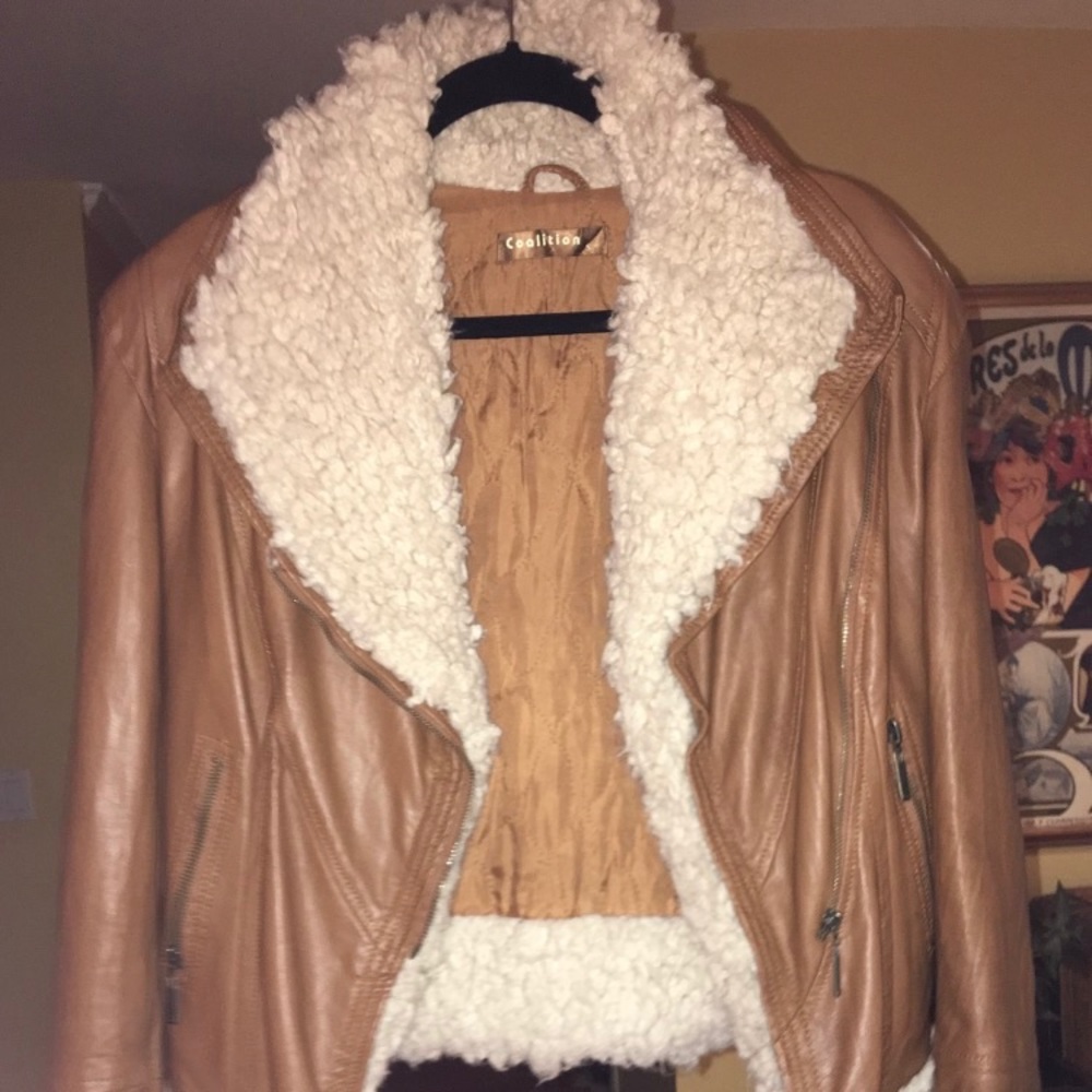 A tan shearling jacket